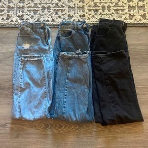 SHEIN wide legged jeans, light blue, dark blue, black